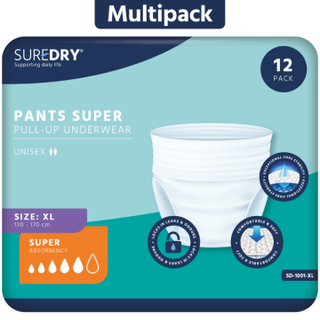 SureDry Incontinence Pants Super - X-Large - Pack 12 - Case 6