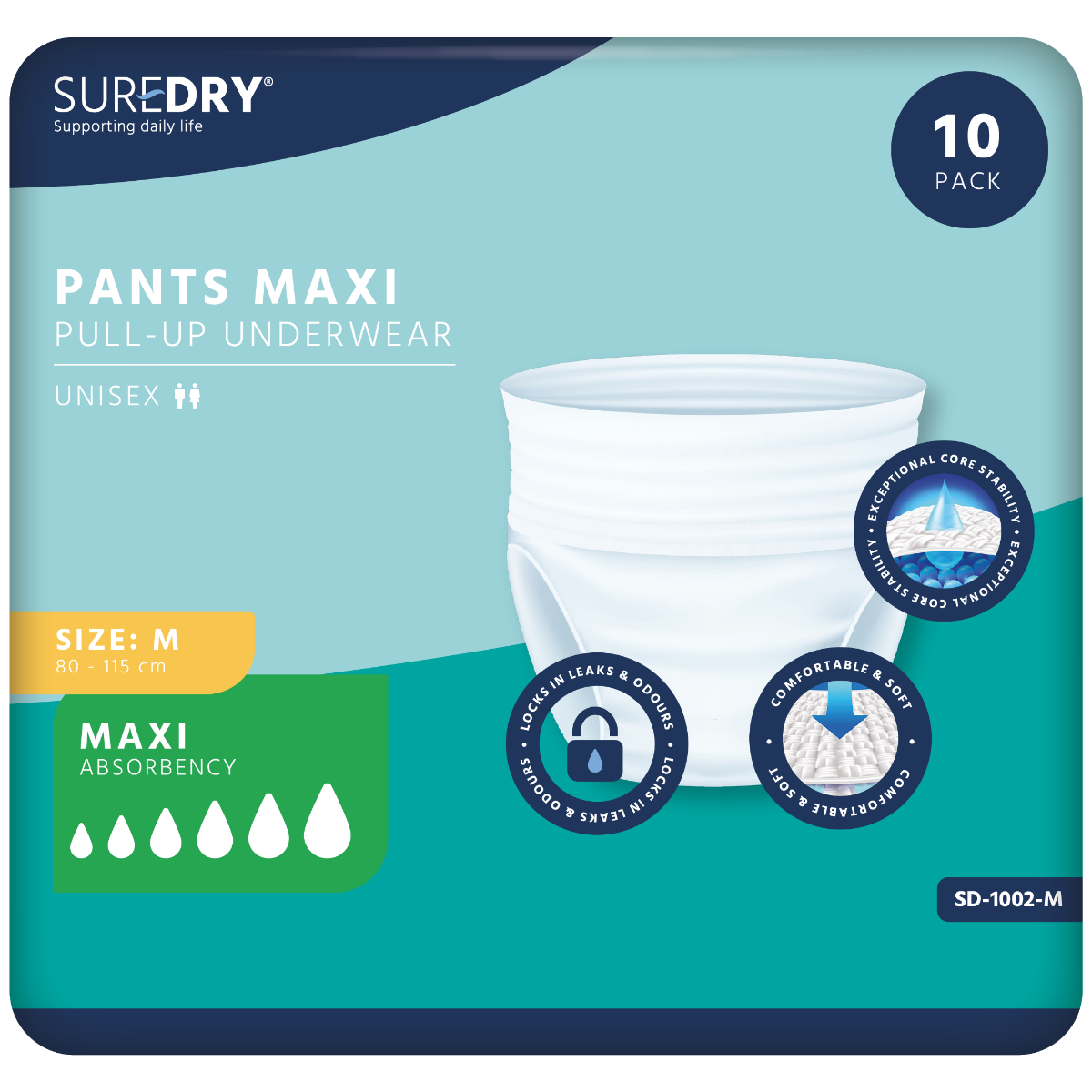 SureDry\u0020Incontinence\u0020Pants\u0020Maxi\u0020\u002D\u0020Medium\u0020\u002D\u0020Pack\u002010